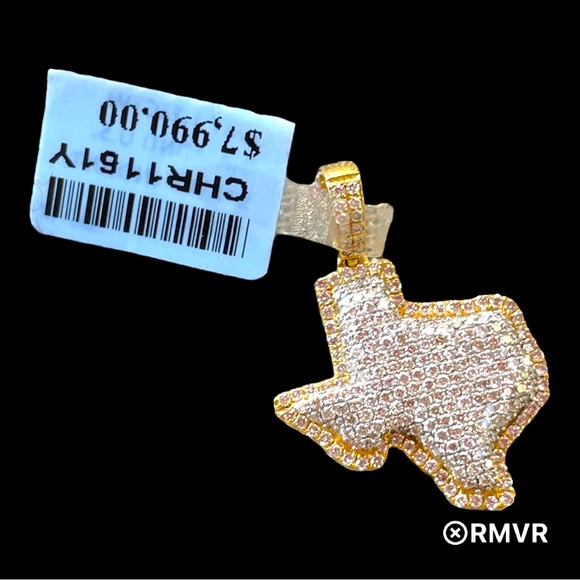 10K Yellow & White Gold 1.25CTW of Natural DIAMONDs U.S.STATE PENDANT -TEXAS